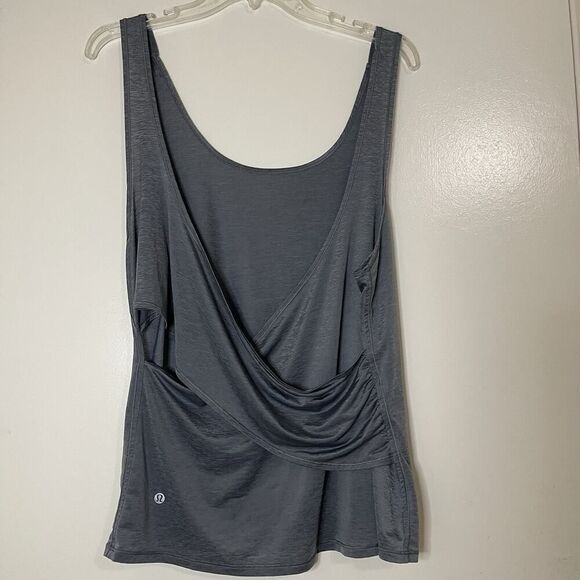 Lululemon re-energized indigo Gray cross back loose yoga tank top size 12 - Picture 4 of 5